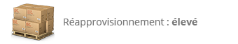 L'article est normalement disponible en magasin en quantité élevée. Il s'agit généralement de produits commandés en grands volumes ou selon une stratégie commerciale bien définie. Ils font donc partie de commandes programmées. stock et disponibilité élevée