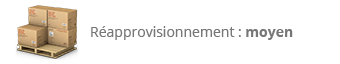 L'article est normalement disponible en quantité moyenne. Ce genre de produit est habituellement requis en volumes modérés par la clientèle. En temps normal, l'approvisionnement en ces produits se fait dans des quantités non élevées mais plus fréquentes. stock et disponibilité moyenne